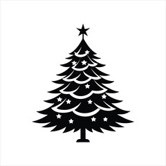 christmas tree lights illustration vector, Christmas Tree Silhouette Clipart Design