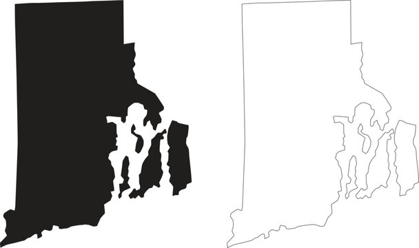 Rhode Island state map outline contour silhouette vector
