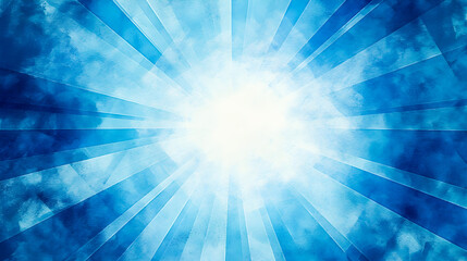 放射状に延びる青と白のラインの水彩イラスト背景