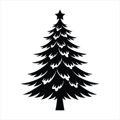 Obraz premium christmas tree lights illustration vector, Christmas Tree Silhouette Clipart Design