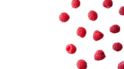 Ripe juicy red raspberries isolated on white background