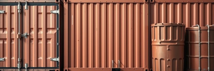 Brown container made of rugged material, perfect for outdoor use, industrial design, stock photo, minimalistic