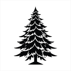 Fototapeta premium christmas tree lights illustration vector, Christmas Tree Silhouette Clipart Design