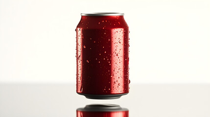 Obraz premium Soda can slightly floating above a reflective surface with a soft shadow below