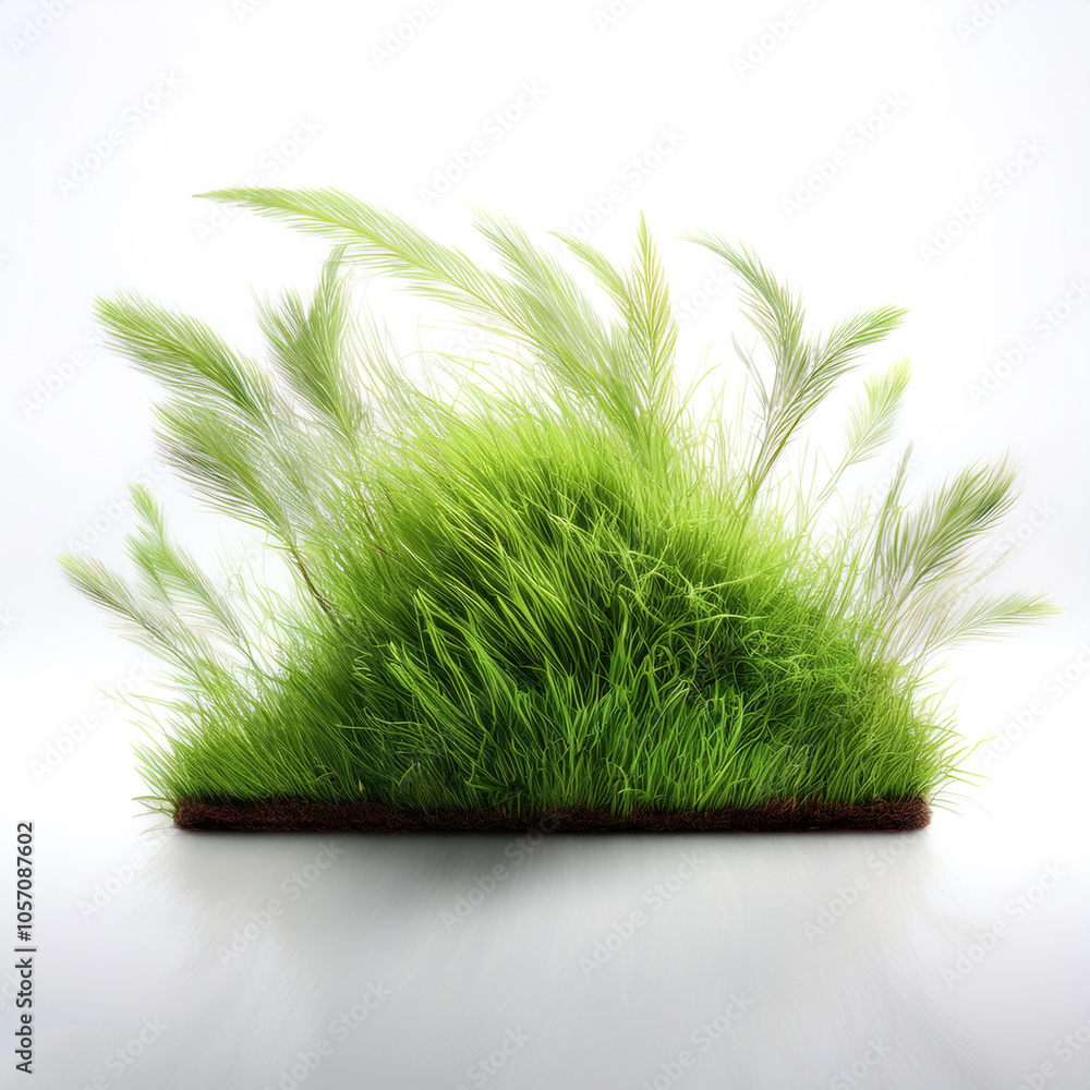 Wall mural patch of grass floating or flying isolated white background
