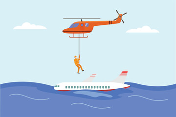  Rescue concept. Colored flat vector illustration isolated.