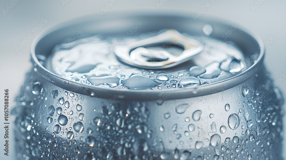 Poster soda can with condensation droplets showing a cold and refreshing effect