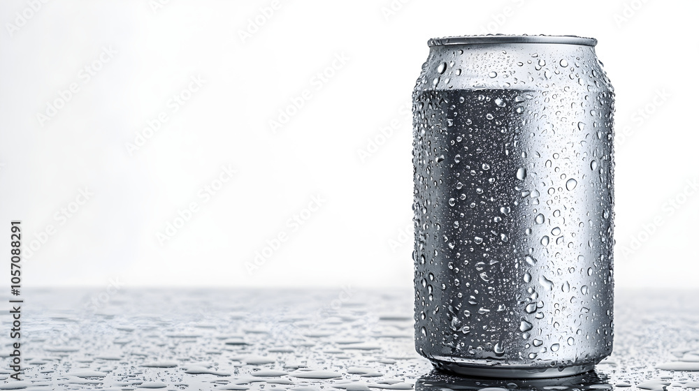 Poster soda can with condensation droplets showing a cold and refreshing effect