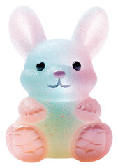 PNG 3d jelly glitter bunny figurine cute toy.