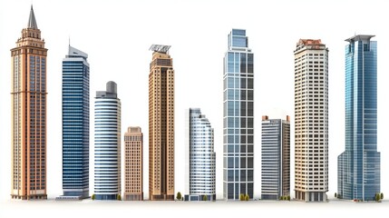 Fototapeta premium A row of modern skyscrapers showcasing architectural diversity.