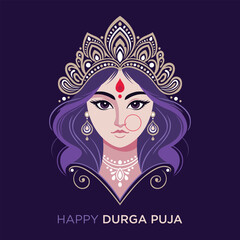 Vector illustration of Goddess Durga's face