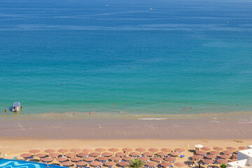 Luxury beach hotel on the seashore. Beach holidays on the coast of Fujairah, UAE