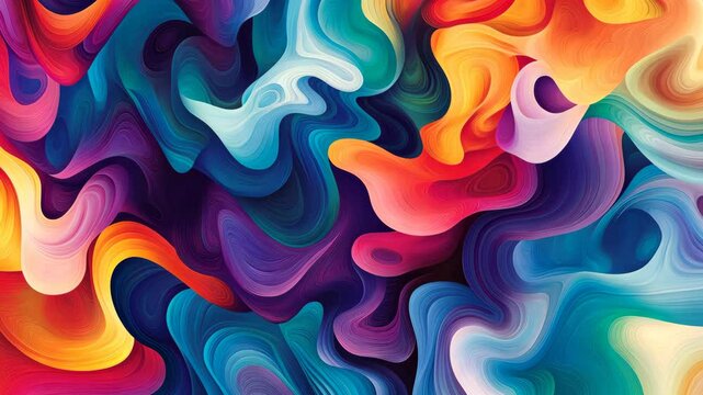 Colorful fluid shapes morphing and transforming