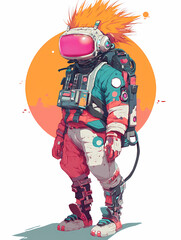 Fantasy Yokai Chibi Character: Solarpunk Meets Synthwave Anime Art