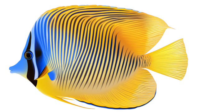 Striking yellow and blue striped fish, a captivating glimpse into the vibrant world of underwater marine life