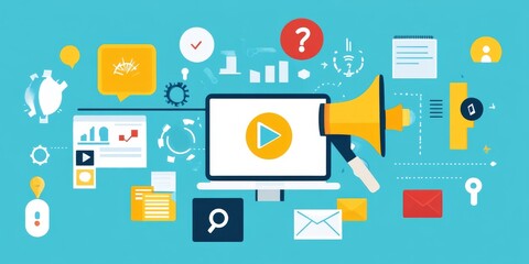 Fototapeta premium Creating and sharing valuable content online to reach your target audience, grow your brand, and drive business results. This includes blogging, social media, and search engine optimization (SEO).