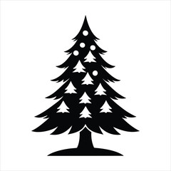 Obraz premium christmas tree lights illustration vector, Christmas Tree Silhouette Clipart Design