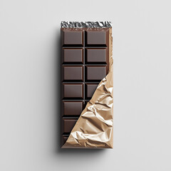 Chocolate Bar Packaging Mockup with Foil Wrapper and Paper Sleeve Isolated on White Background