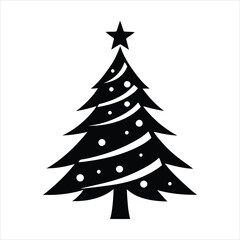christmas tree lights illustration vector, Christmas Tree Silhouette Clipart Design