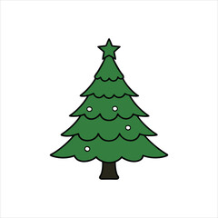 Obraz premium christmas tree lights illustration vector, Christmas Tree isolated Clipart Design 