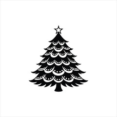 Obraz premium christmas tree lights illustration vector, Christmas Tree Silhouette Clipart Design