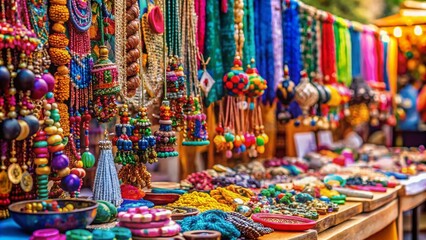Fototapeta premium Handmade Jewelry and Accessories at City Festival - Fashion and Creativity Unleashed