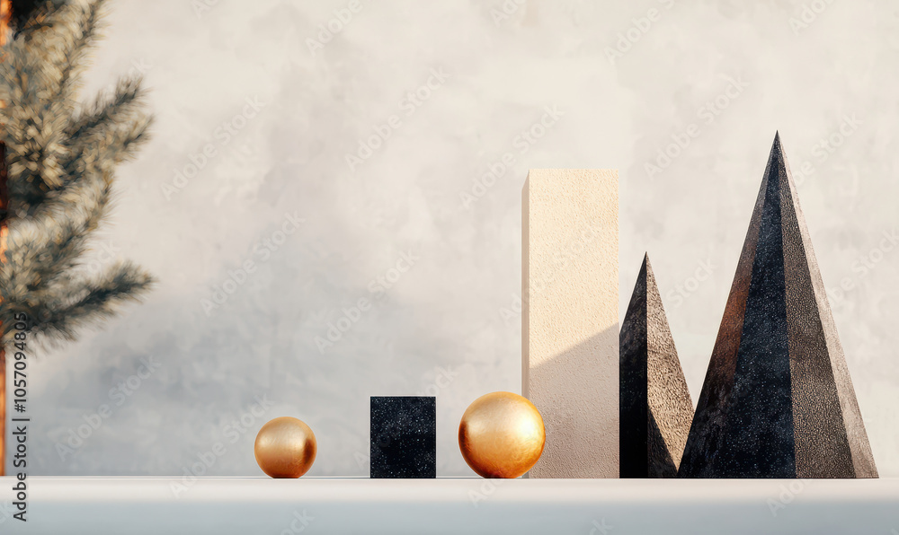 Poster elegant display of geometric shapes in a minimalist setting