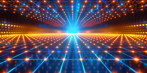 Fototapeta premium Abstract background with perspective digital futuristic design retro s style grid neon surface 
