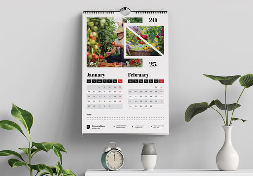 Twelve Months Calendar Template 2025