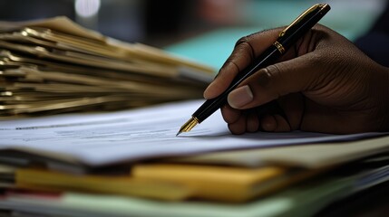 businessman signing a document