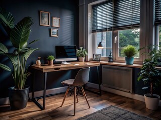 Fototapeta premium Harmony at Home: Minimalist Workspace Inspiration for Productivity and Serenity