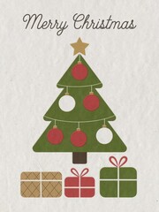 Naklejka premium A christmas card with a tree and presents on it - Concepts