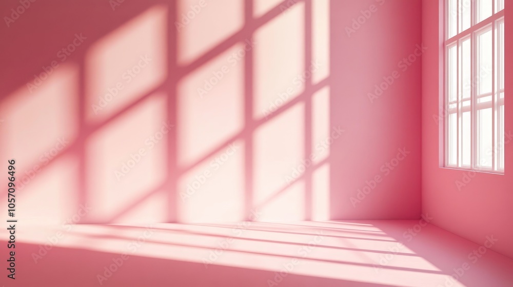 Poster abstract pink studio backdrop ideal for product showcase features empty space with window shadows pr