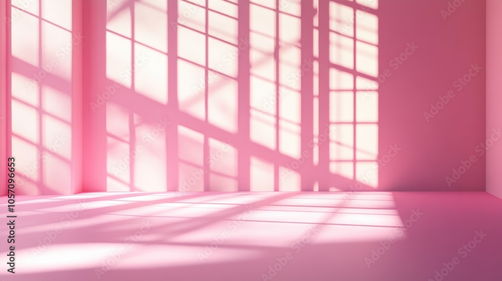 Poster abstract pink studio backdrop ideal for product showcase features empty space with window shadows pr