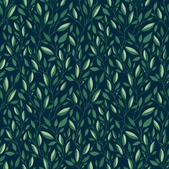 Green Leaves Seamless Pattern. Botanical Background, Natural Textures for Fabric, Wallpaper, Packaging and Eco Design