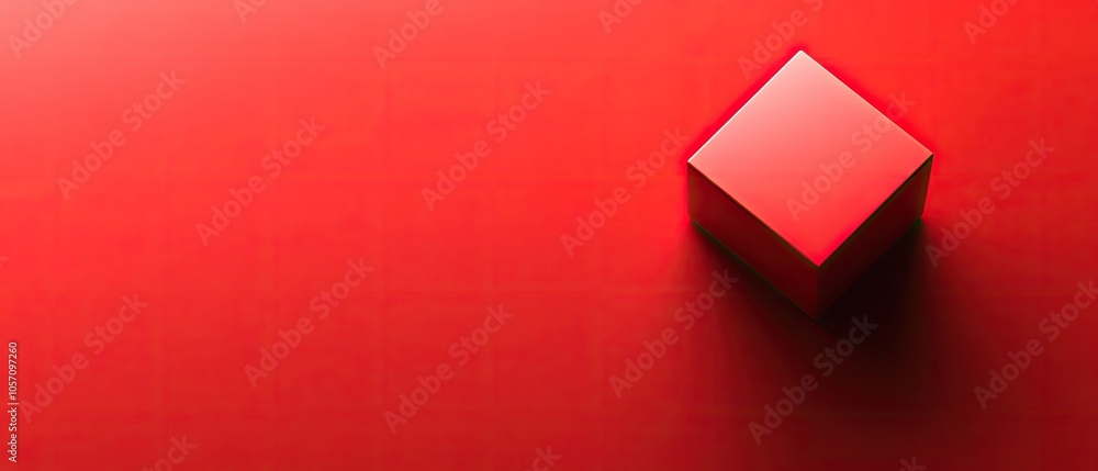 Poster a vibrant red cube on a matching red background, perfect for abstract designs and modern composition
