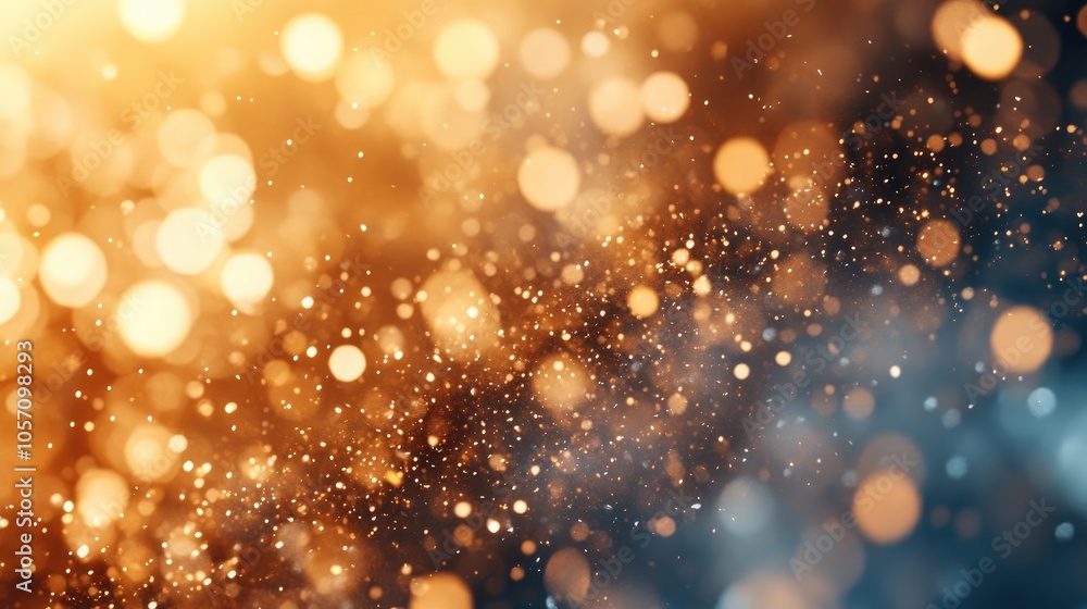 Poster abstract bokeh background featuring particles in a butterscotch color palette