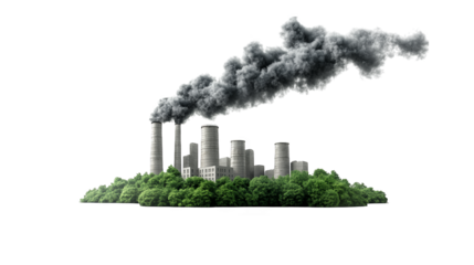 Factory emissions, smoke and air pollution impact on environment climate industrial scene