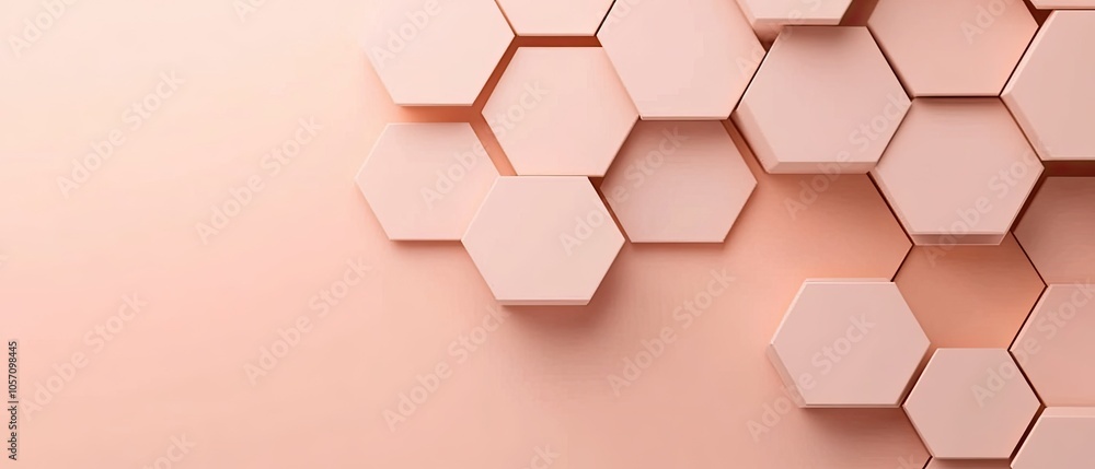 Poster geometric honeycomb pattern in soft peach tones on a smooth background.