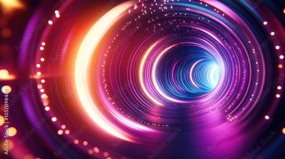 Poster abstract background featuring a swirling motion glowing circles and bright spirals an empty scene wi