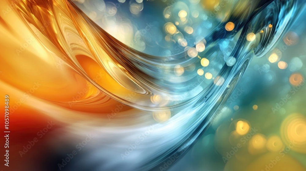 Poster an abstract artwork featuring calming colors and forms displayed on a wall illustrating the healing 