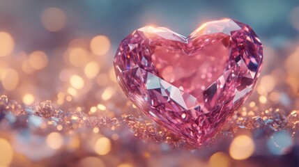 A charming illustration of a glittering heart shaped diamond symbolizing the allure and romance associated with love