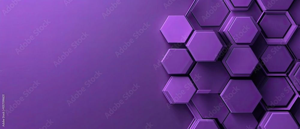 Poster purple hexagonal background with a modern geometric design for graphics and textures.