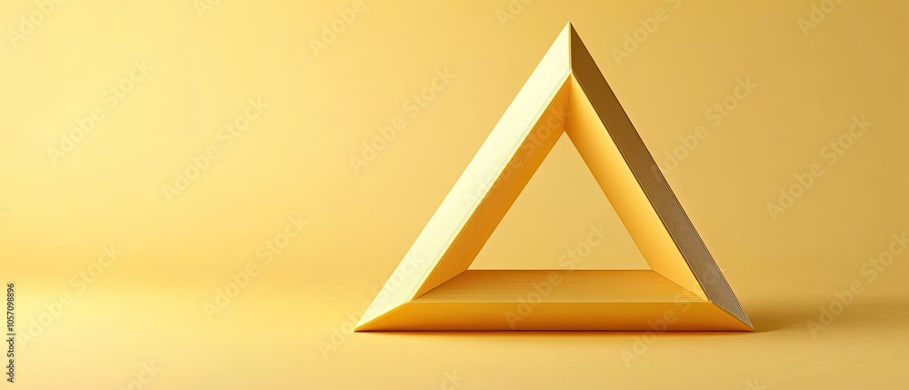 Poster yellow triangular shapes on a smooth surface, creating a modern and abstract aesthetic.