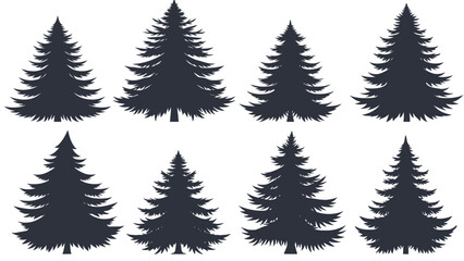 Fototapeta premium Set of coniferous trees silhouettes for landscape design