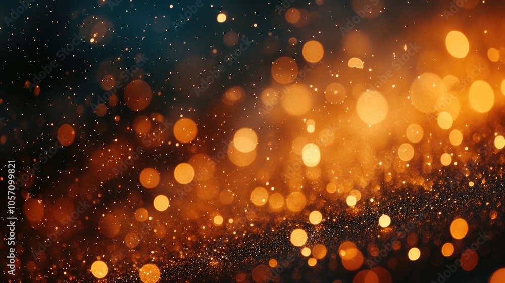 Poster abstract bokeh background featuring particles in a butterscotch color palette