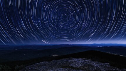 Fototapeta premium A beautiful time-lapse of stars moving over mountain peaks, highlighting the vastness and depth of the cosmic night sky