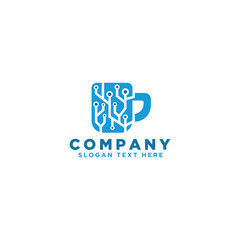 tech cup logo template. data tech and cup logo design good for business agency organization