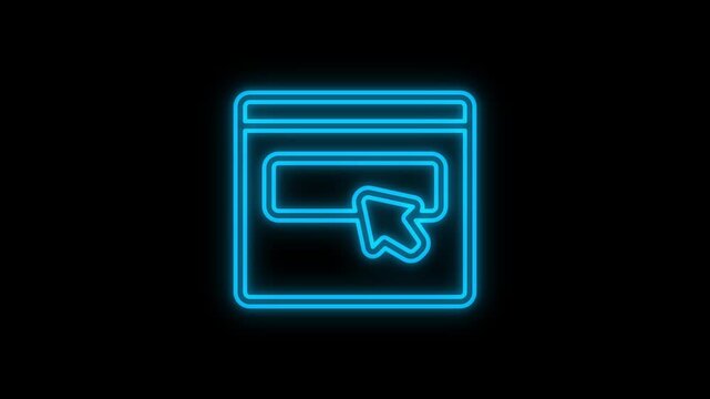 Glowing neon web page sign animation on a black background.