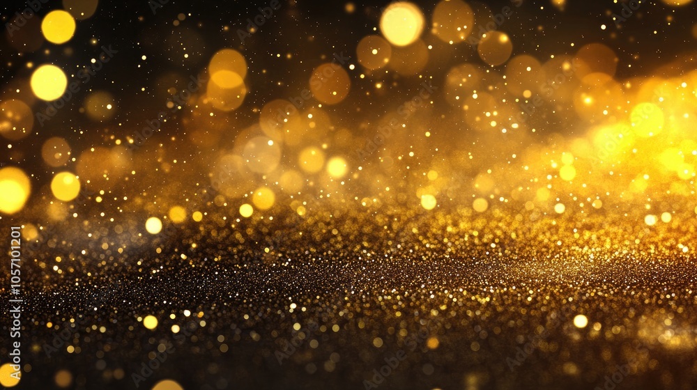 Poster abstract golden background featuring a textured design with glitter and bokeh lights ideal for wallp